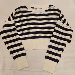 Anthropologie Moon And Madison  Cropped Striped Sweater | Size Small